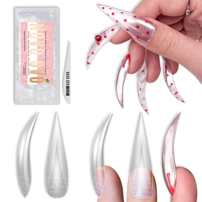 Eagle Claw Curved Stiletto 3D Nail Tips Clear 128