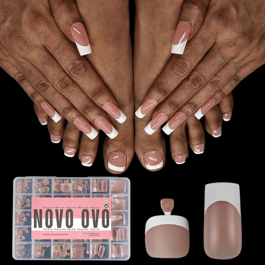 French Tip Matching Press On Nail Tips Set