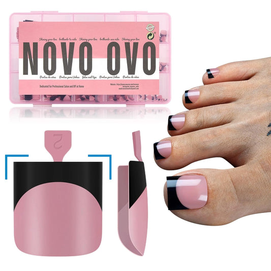 Halloween Black Sharp Square Toe Nail Black French Tips