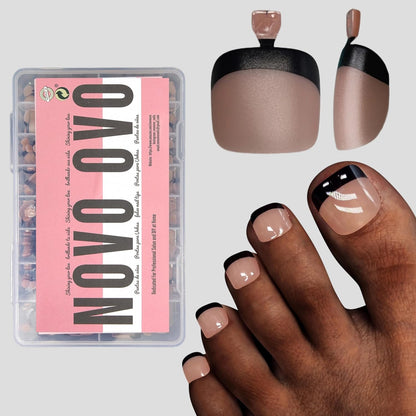 Black French Tip Toenails Brown Pink 15 Sizes 360 Pcs