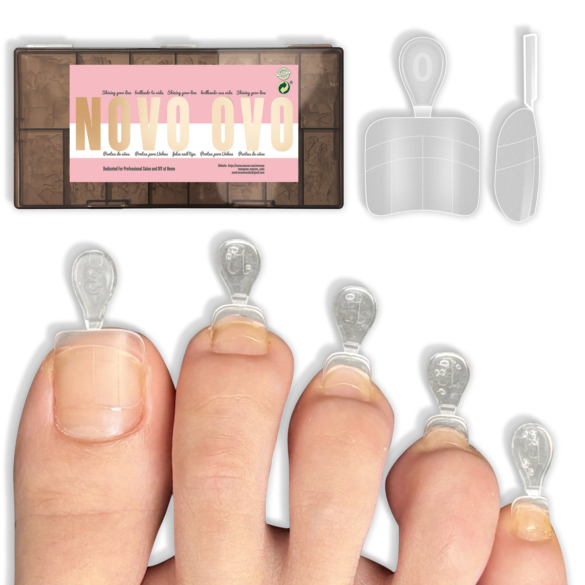 Square Round Toe Nail Tips Half Cover 300