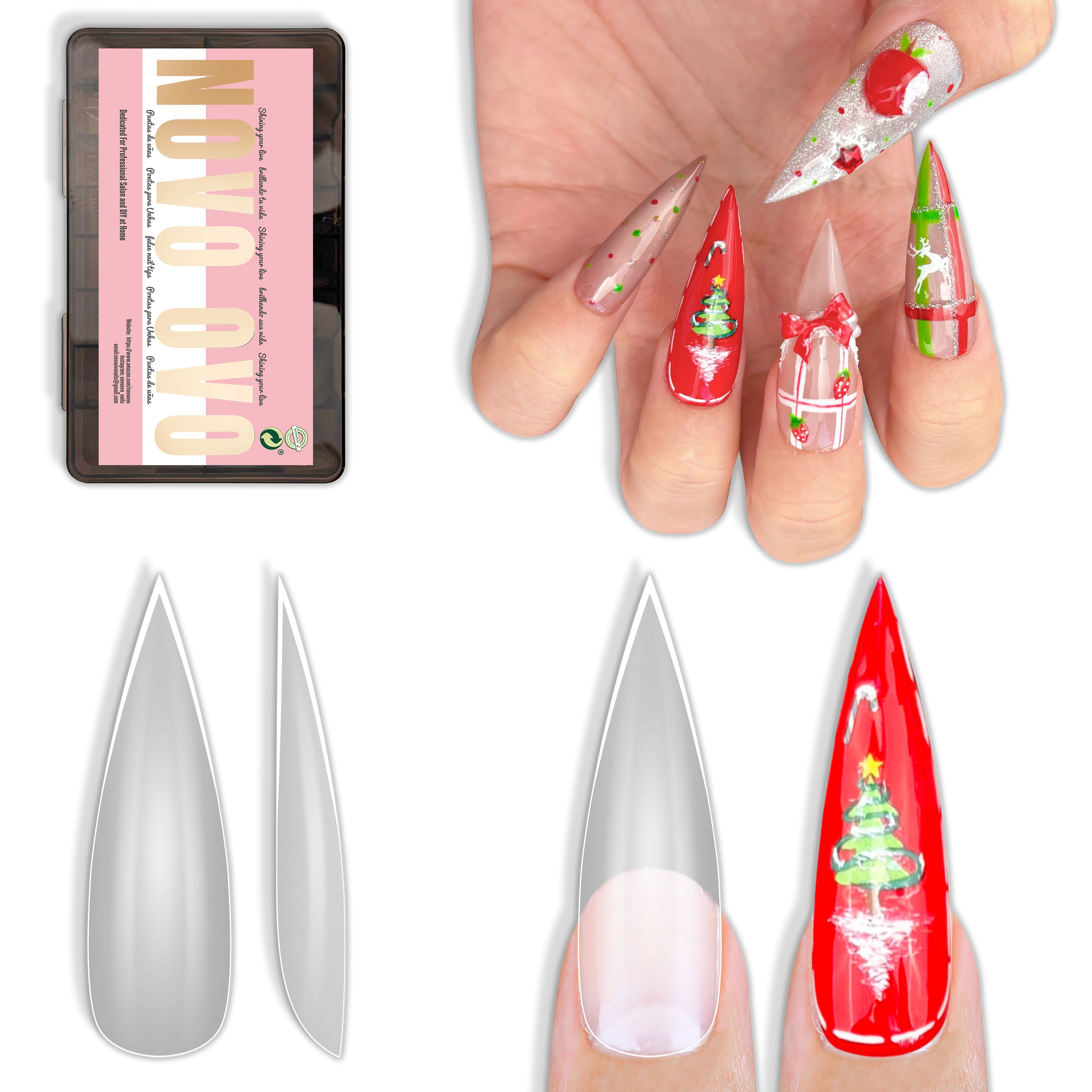 Long XL Clear Sharp Stiletto Nail Tips 224 – NOVO OVO NAILS