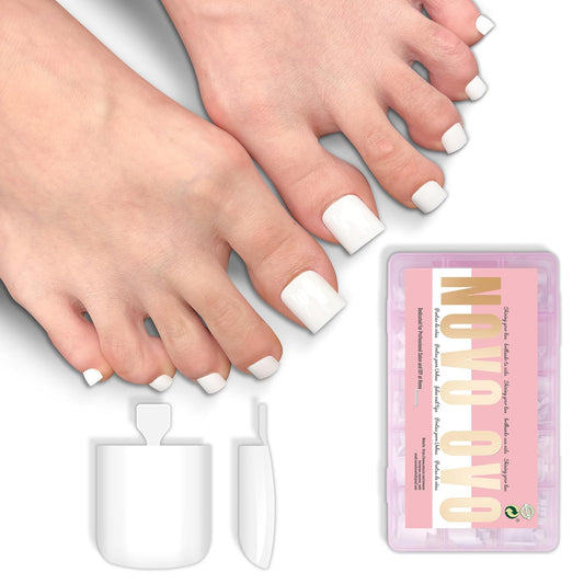 Sharp Square Pure Color Toe Nail Tips Milky White 240