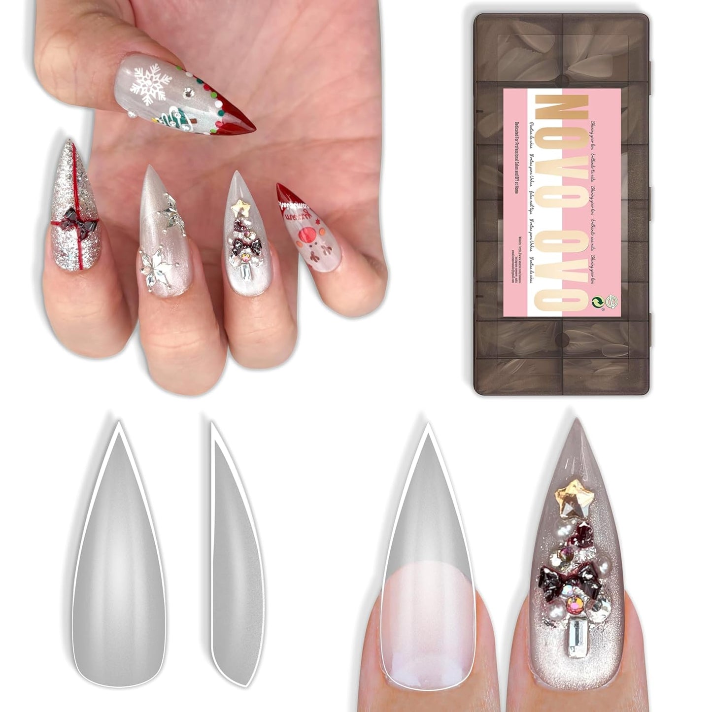 Medium or Long Clear Sharp Stiletto Nail Tips 480