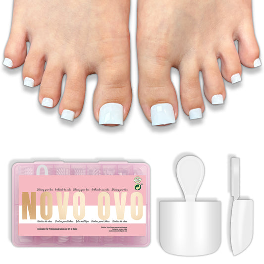 Short Sharp Square Pure Color Toe Nail Tips White 224