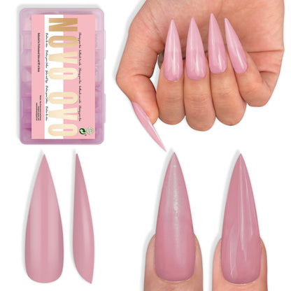 Long XL Pure Color Sharp Stiletto Nail Tips Berry Pink