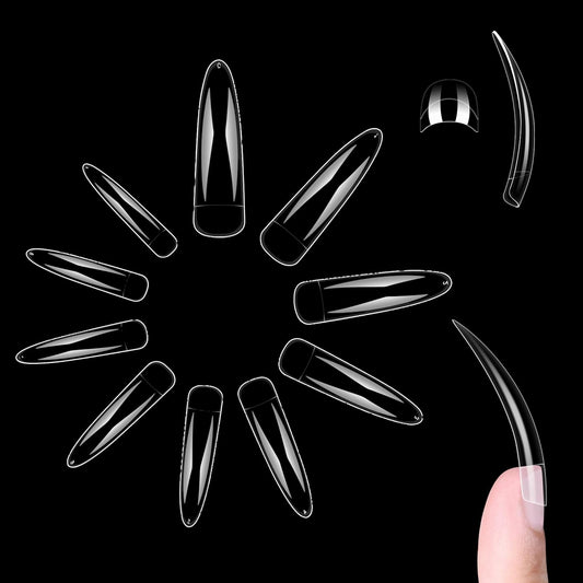 Clear Queen Curved Stiletto Nail Tips 10 Sizes 500 Pcs