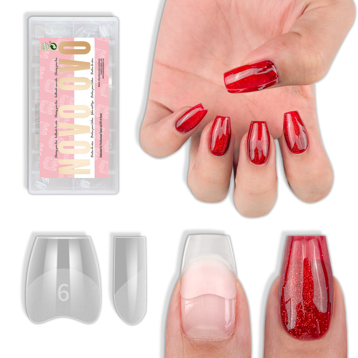Half Cover Short Coffin Clear Nail Tips 224