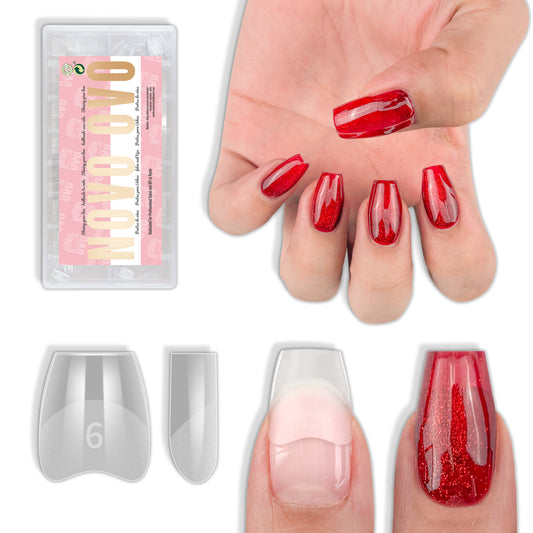 Half Cover Short Coffin Clear Nail Tips 224