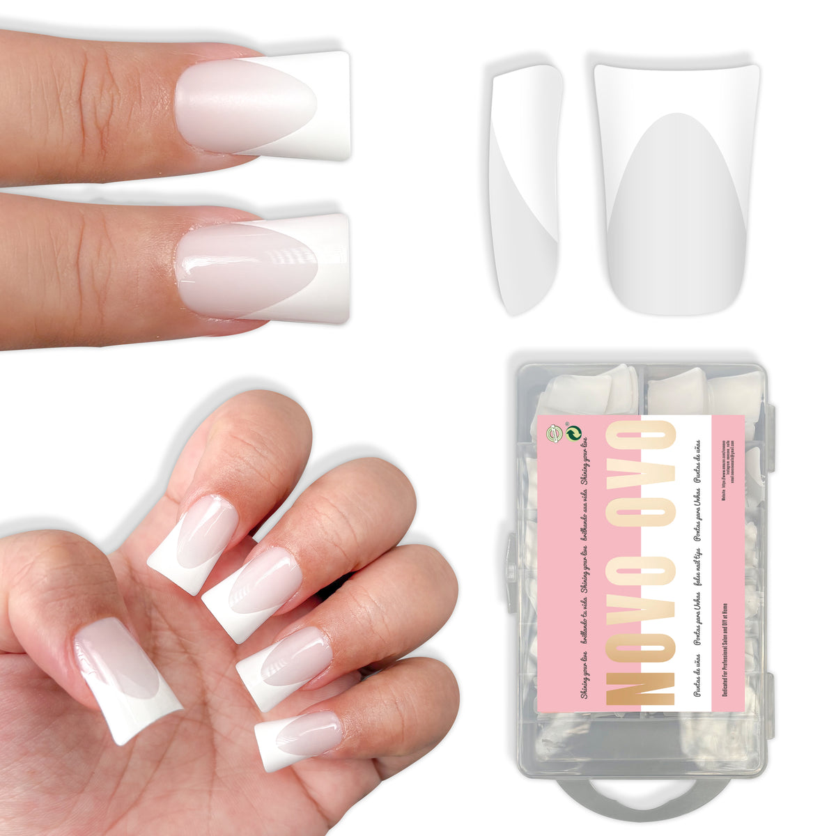 Short Duck Nails White French Tip Milky White 240