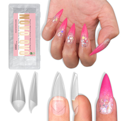 V Shape Half Cover Sharp Stiletto Nail Tips 480