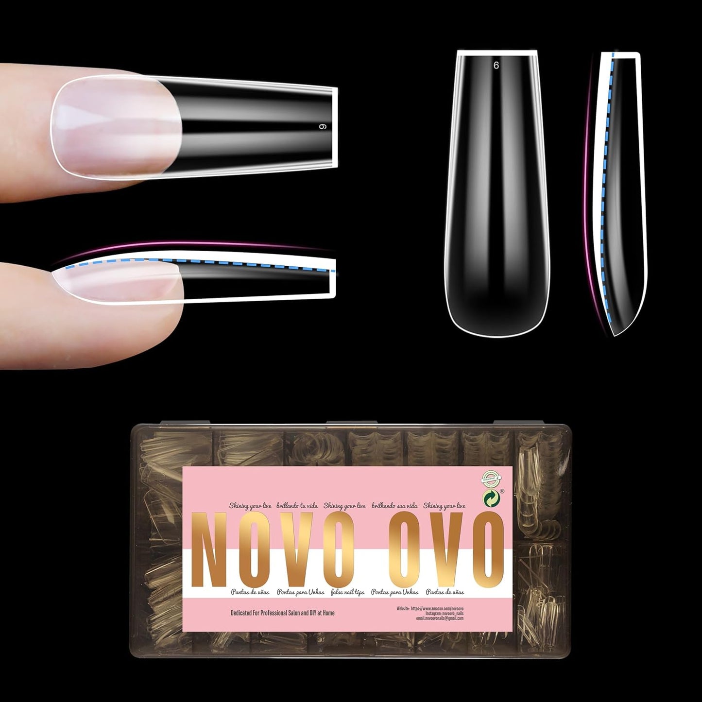 L Natural Thick Square Nail Tips