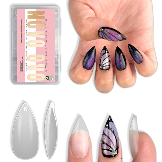 Short Sharp Stiletto Nail Tips Clear 224
