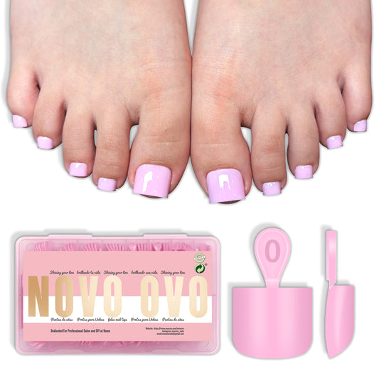Short Sharp Square Pure Color Toe Nail Tips Pink