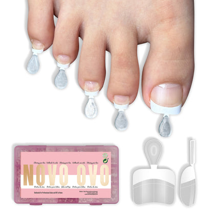 Half Cover Round Clear Toe nail tip with White French Tip
