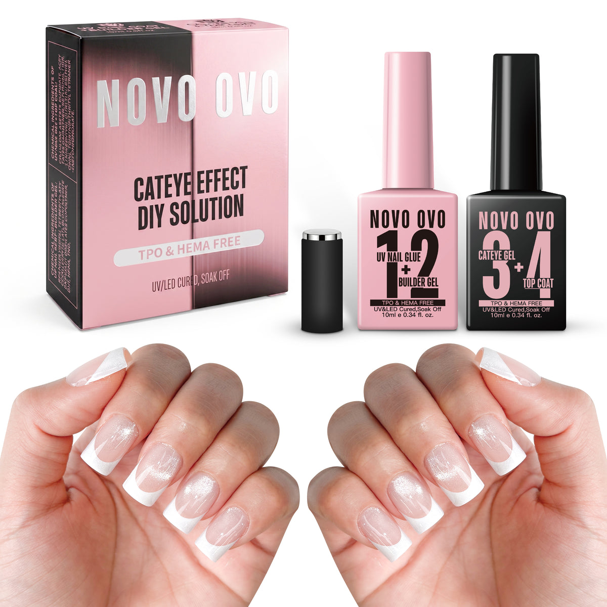 UV nail glue (as builder gel)cat eye top coat kit