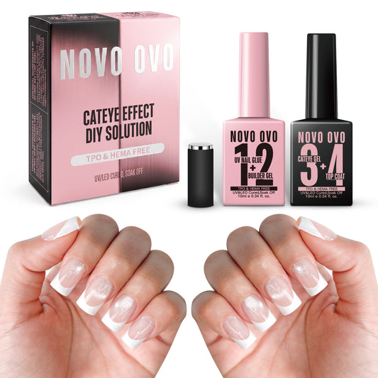 UV nail glue (as builder gel)cat eye top coat kit
