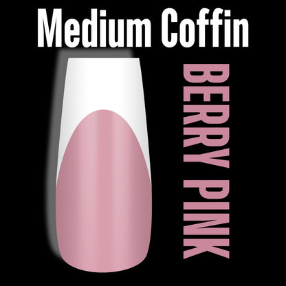 Coffin Medium White French Tip Berry Pink