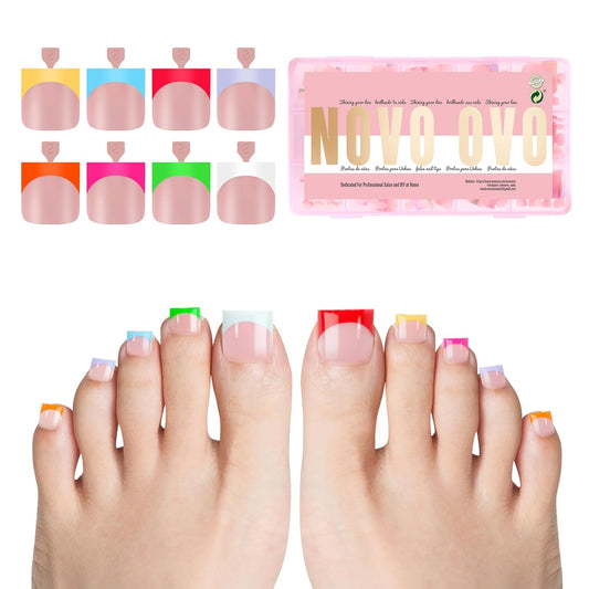 Sharp Square Toe Nail Tips Baby Pink 8 Mix Color