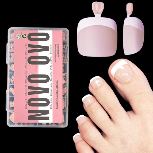 French Tip Toenails Light Pink 15 Sizes 360 Pcs