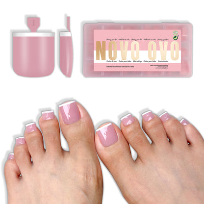Sharp Square Mirco French Tip Toe Nail Tips Berry Pink 240