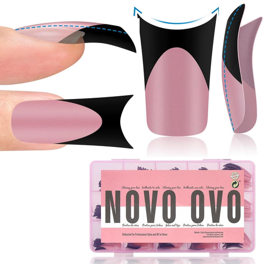 Duck Nails Medium Black French Tip 15 Sizes 150 Pcs