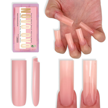 Long Sharp Square Pure Color Nail Tips Baby Pink 180