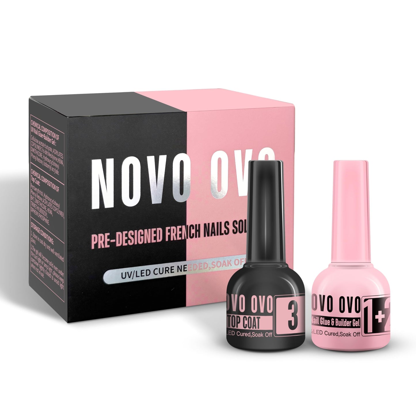 UV Nail Glue and Builder Gel 2 in 1, No Wipe Top Coat Kit