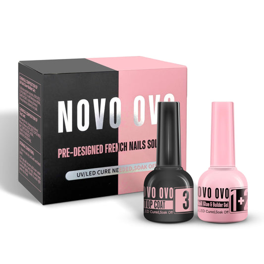 UV Nail Glue and Builder Gel 2 in 1, No Wipe Top Coat Kit