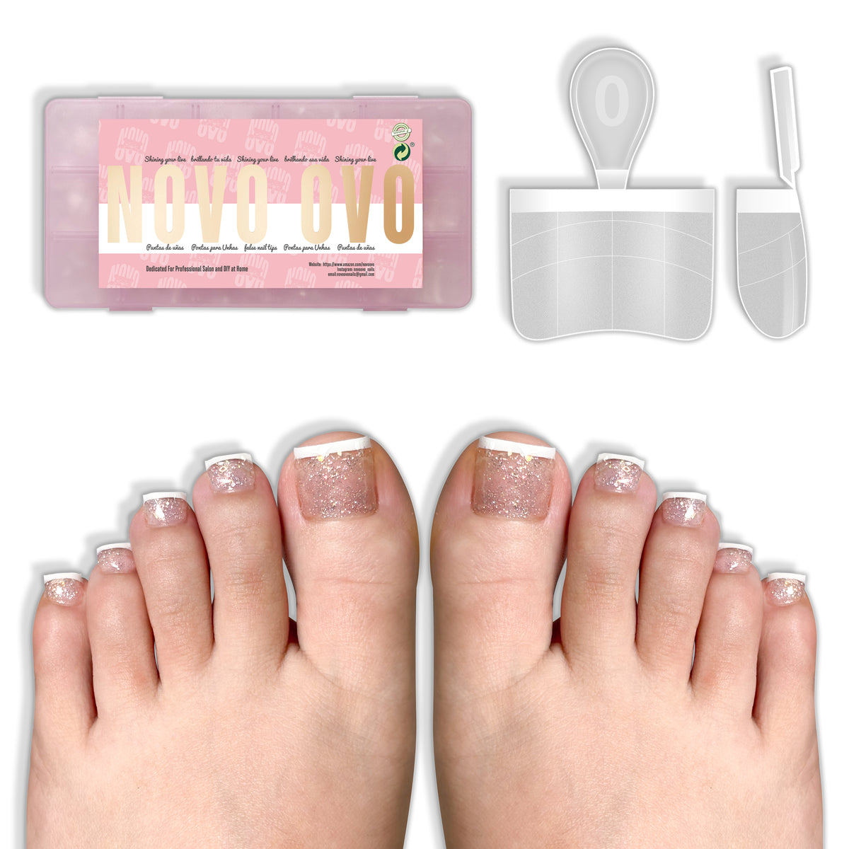 Half Cover Toe Nail Tips Mirco White French Tip