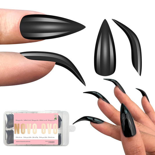 Halloween Curved Stiletto Medium Black