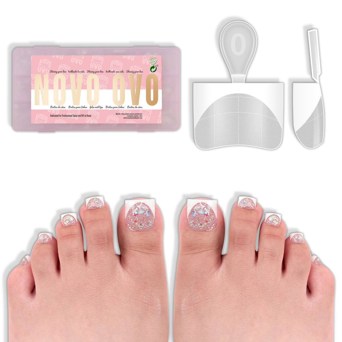 Half Cover Toe Nail Tips Deep Curve White French Tip