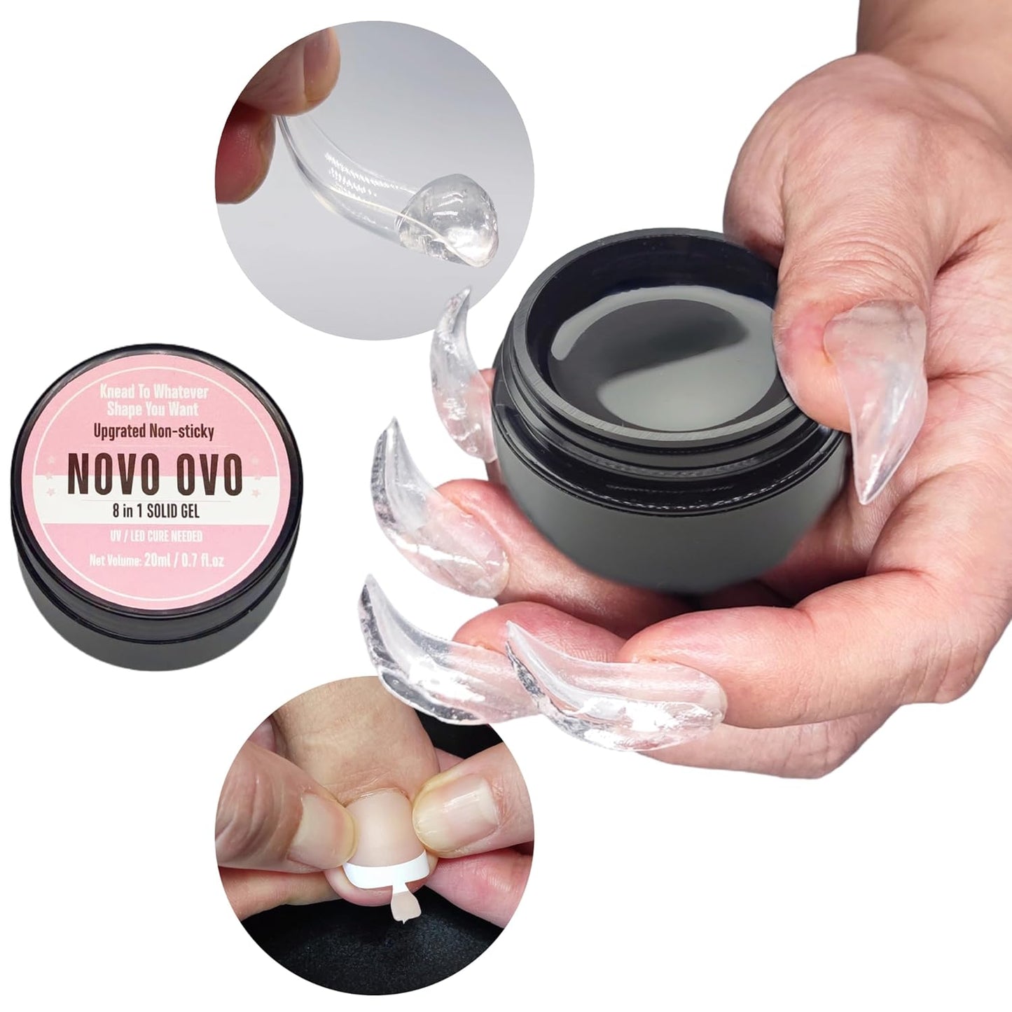 8 in 1 Non-Sticky Solid Nail Gel Glue 20ml
