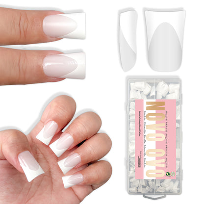 Short Duck Nails White French Tip Milky White 360