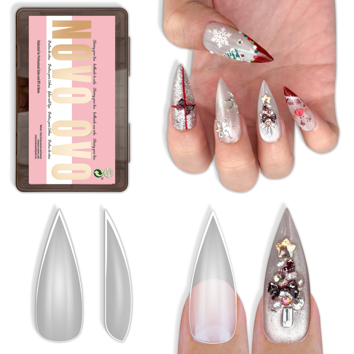 Medium Long Clear Sharp Stiletto Nail Tips 224