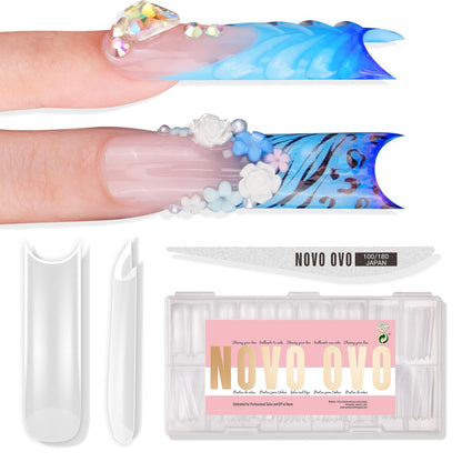 Halloween XXL Square Nail Tips with Sharp Point Moon Curve