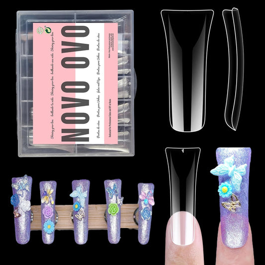 Long Full Cover Duck Nails Clear Small Box 12 Sizes 120 Ppcs