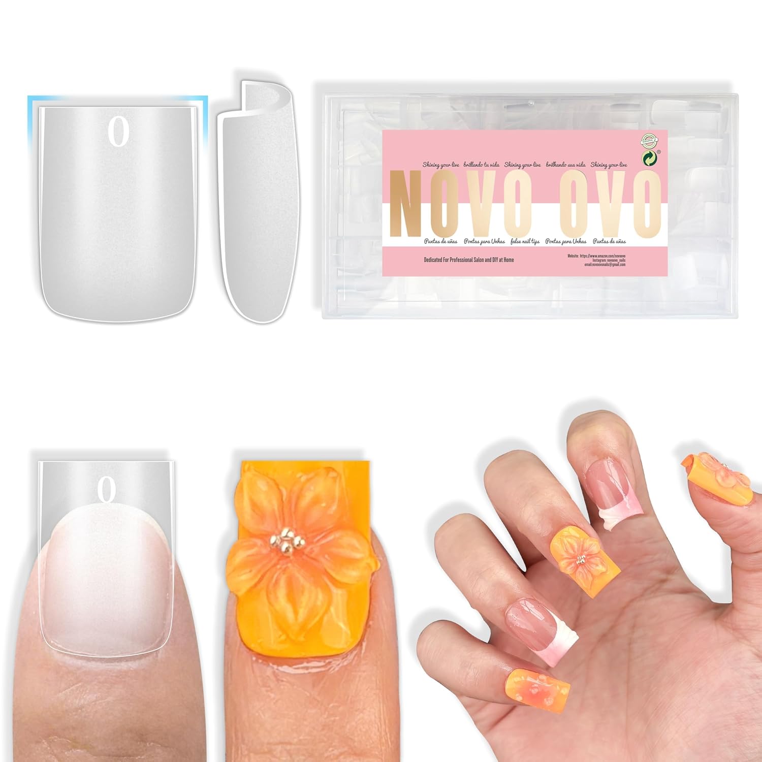 Short Sharp Square Nail Tips Clear 510
