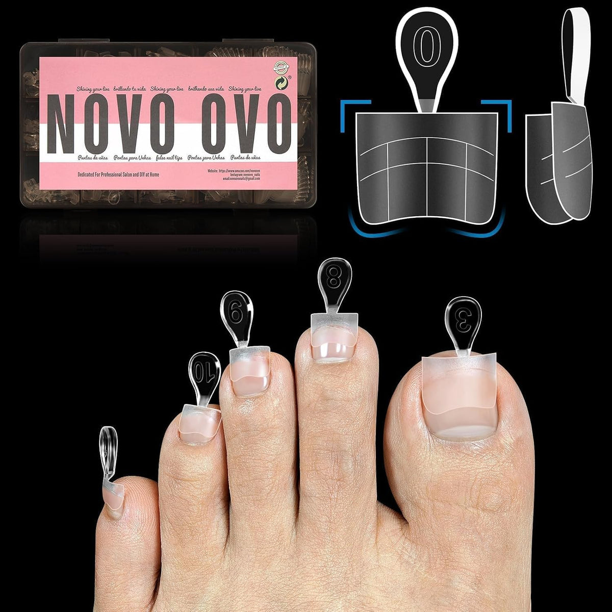 Square Toe Nail Tips Half Cover Meidum 240