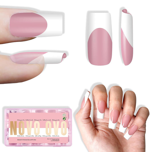 Square Medium White French Tip Berry Pink