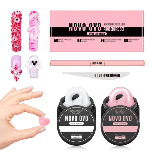 NOVO OVO Upgraded NON-STICKY Polygel Solution Procedure Set