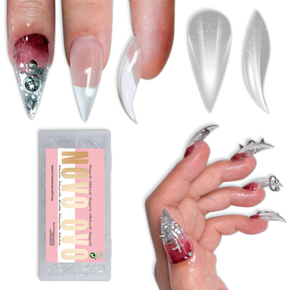 Cat Claw Short Curved Stlettio 3D Nail Tips Clear 128