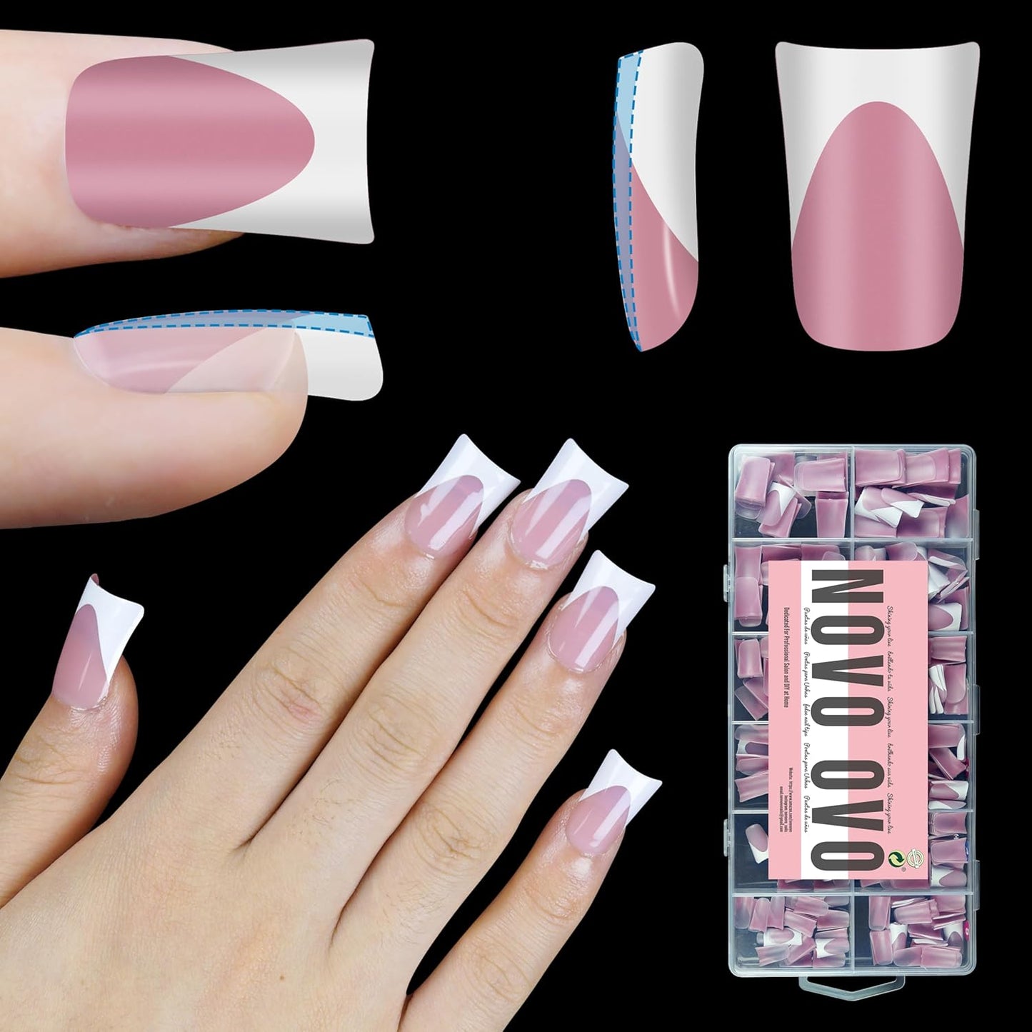 Short French Tips Duck Nails Berry Pink