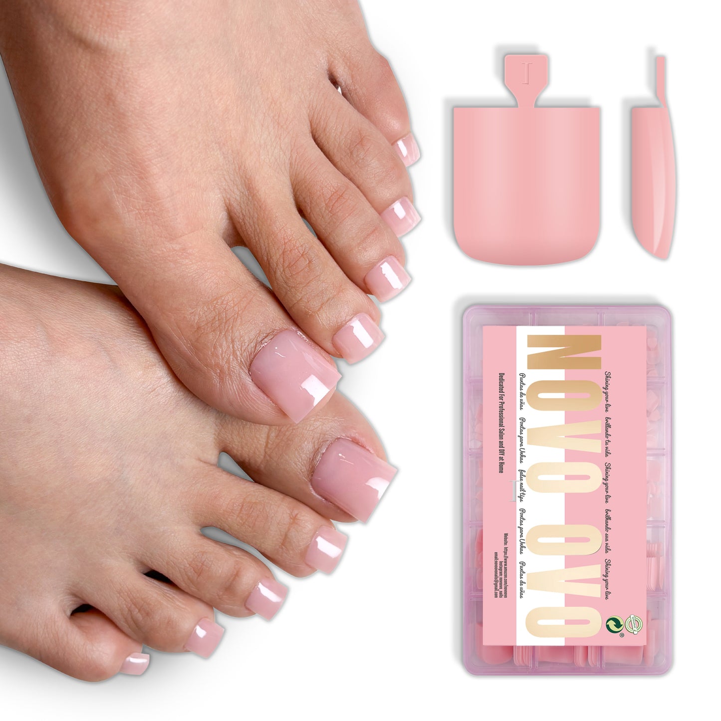 Sharp Square Pure Color Toe Nail Tips Baby Pink 240