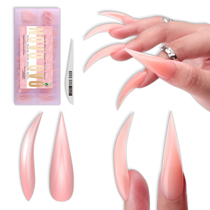 Eagle Claw Curved Stiletto 3D Nail Tips Baby Pink 128