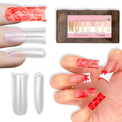 Long XL Sculpted Duck Nail Tips with Moon Curve Clear_240pcs