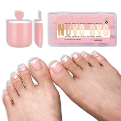 Sharp Square Mirco French Tip Toe Nail Tips Baby Pink 240