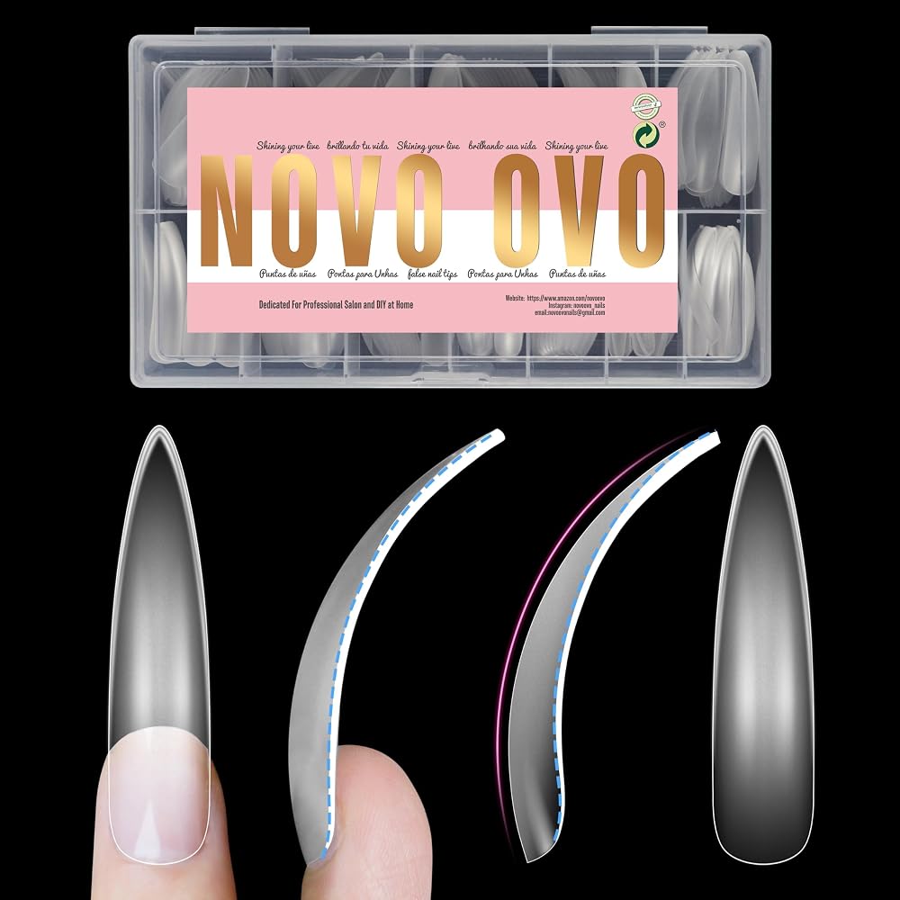 XXL Curved Stiletto Almond Nail Tips 300