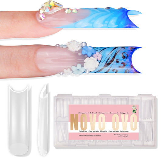 Halloween XXL Square Nail Tips with Sharp Point Moon Curve