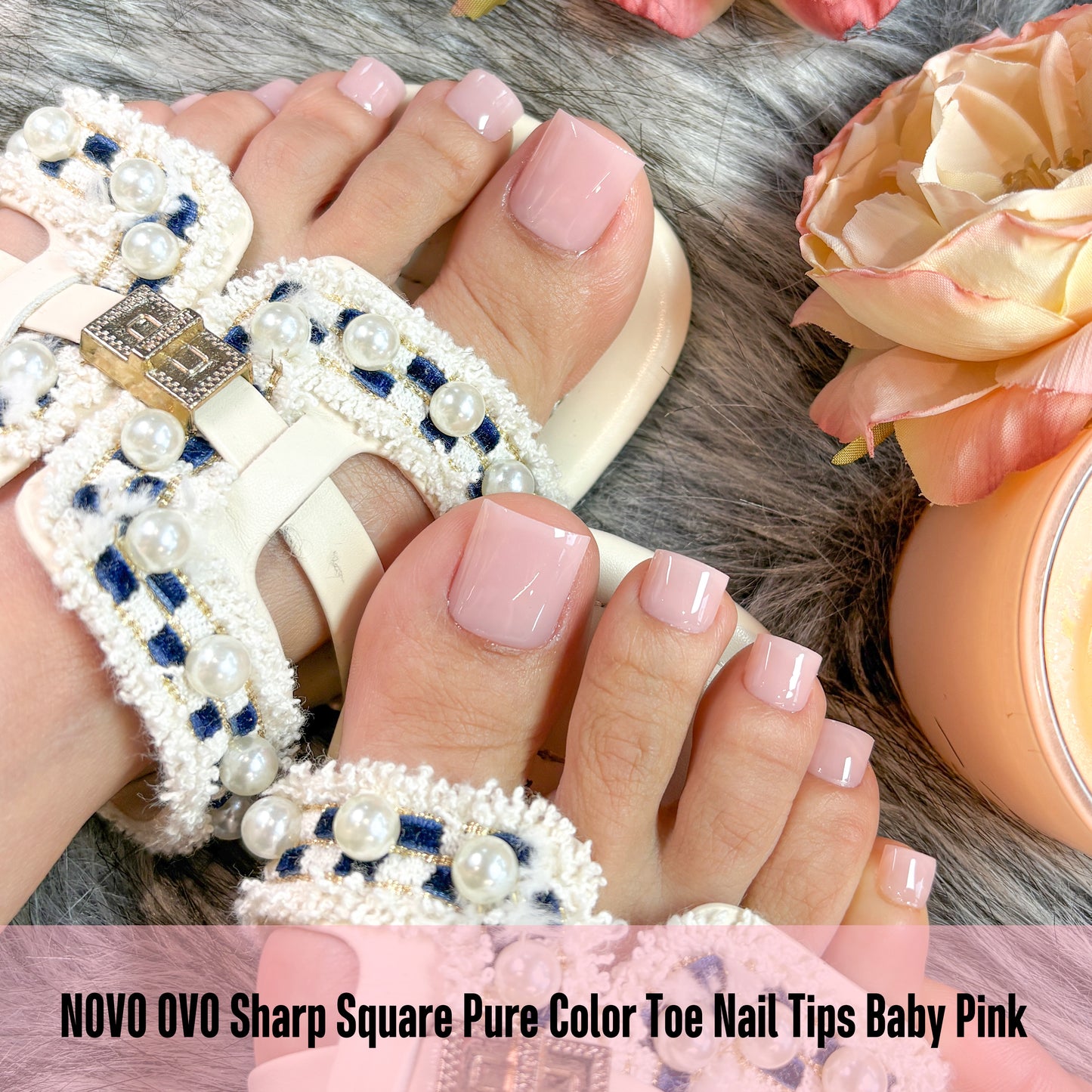 Sharp Square Pure Color Toe Nail Tips Baby Pink 240